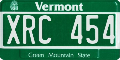 VT license plate XRC454