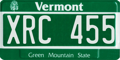 VT license plate XRC455