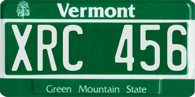 VT license plate XRC456