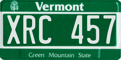 VT license plate XRC457