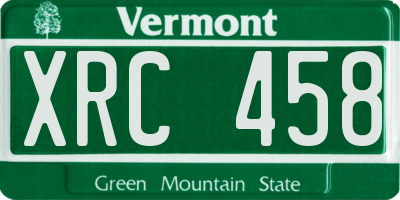 VT license plate XRC458