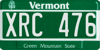 VT license plate XRC476