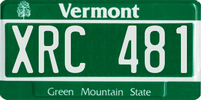 VT license plate XRC481