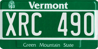 VT license plate XRC490