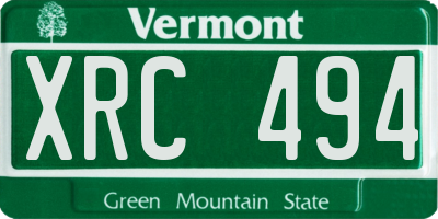 VT license plate XRC494