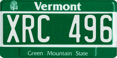 VT license plate XRC496