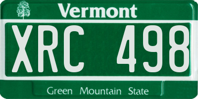 VT license plate XRC498