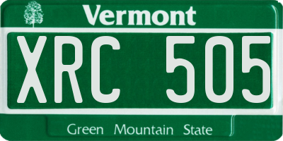VT license plate XRC505