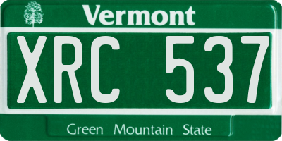 VT license plate XRC537