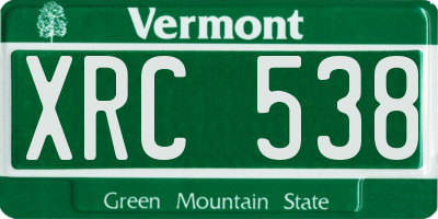 VT license plate XRC538