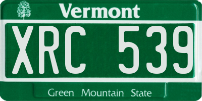 VT license plate XRC539
