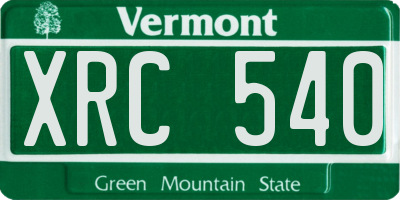 VT license plate XRC540
