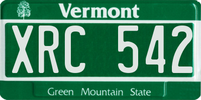 VT license plate XRC542