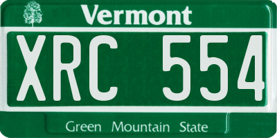 VT license plate XRC554