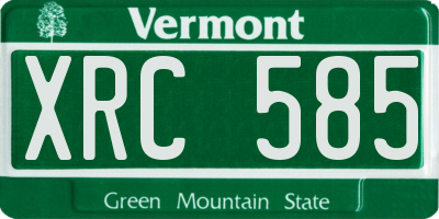 VT license plate XRC585