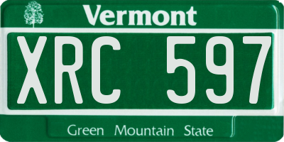 VT license plate XRC597