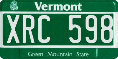 VT license plate XRC598