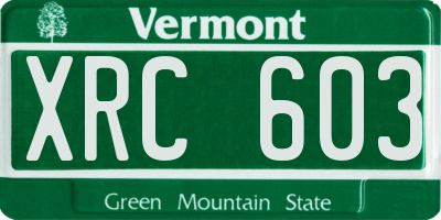 VT license plate XRC603