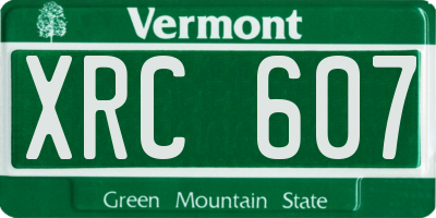VT license plate XRC607