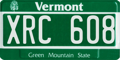 VT license plate XRC608
