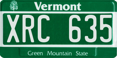 VT license plate XRC635