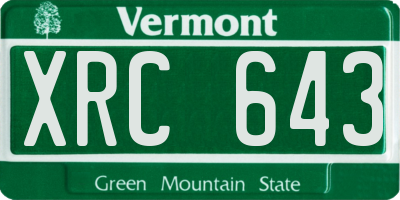 VT license plate XRC643