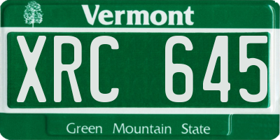VT license plate XRC645