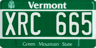 VT license plate XRC665