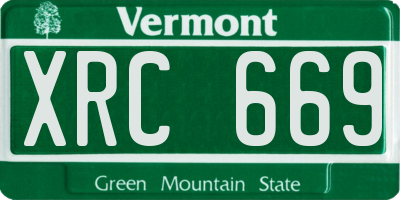 VT license plate XRC669