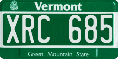 VT license plate XRC685
