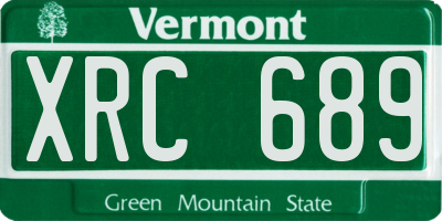 VT license plate XRC689