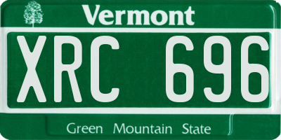 VT license plate XRC696