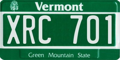 VT license plate XRC701