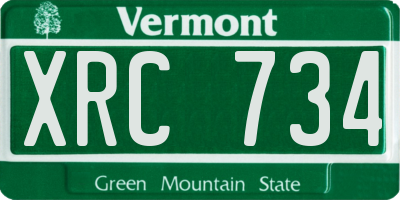 VT license plate XRC734