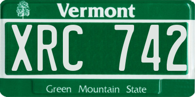 VT license plate XRC742
