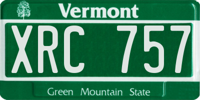 VT license plate XRC757