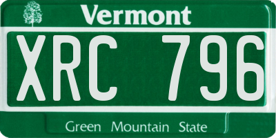 VT license plate XRC796