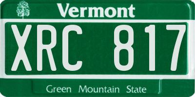 VT license plate XRC817