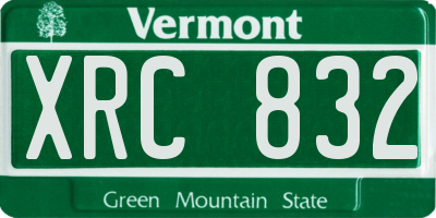 VT license plate XRC832