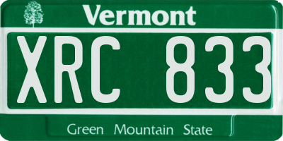 VT license plate XRC833