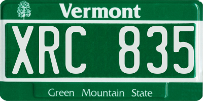 VT license plate XRC835