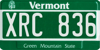 VT license plate XRC836