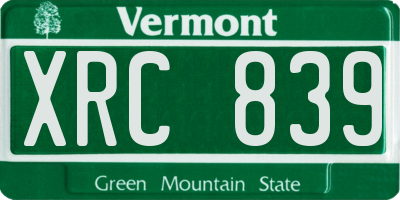 VT license plate XRC839
