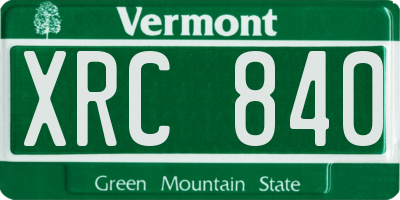 VT license plate XRC840
