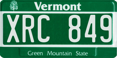 VT license plate XRC849