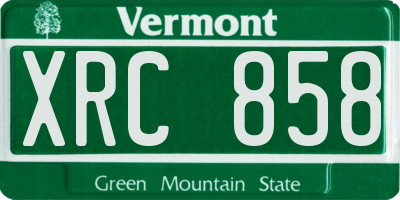 VT license plate XRC858