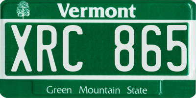 VT license plate XRC865