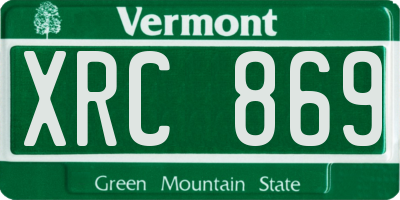 VT license plate XRC869