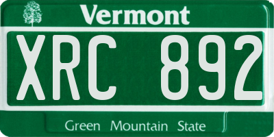 VT license plate XRC892