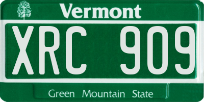 VT license plate XRC909